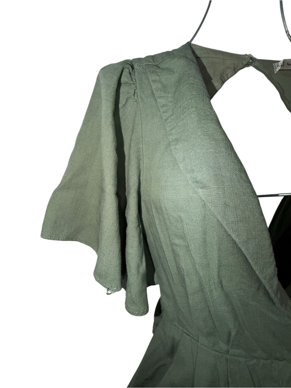 Here Comes the Sun Olive Green Open Back Tie Jumpsuit - Picture 4 of 8